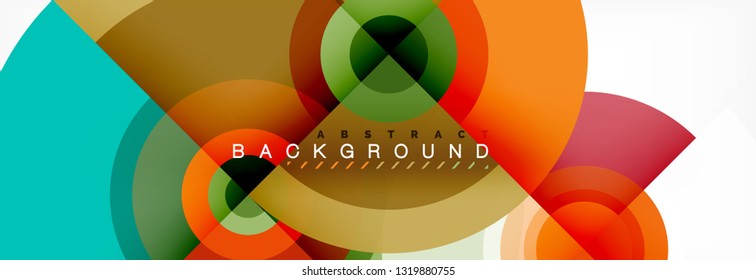 Flying circles geometric abstract background, vector