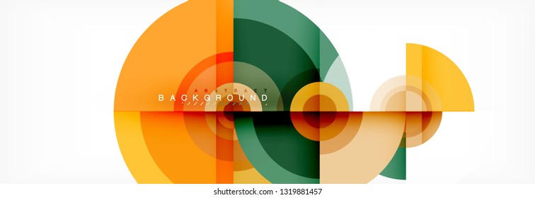 Fliegende Kreise, geometrischer abstrakter Hintergrund, Vektorgrafik