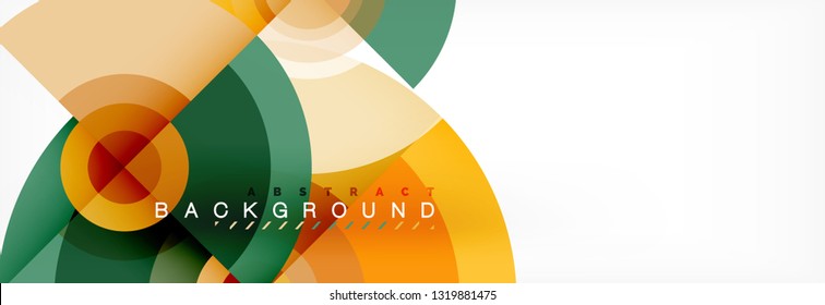 Flying circles geometric abstract background, vector