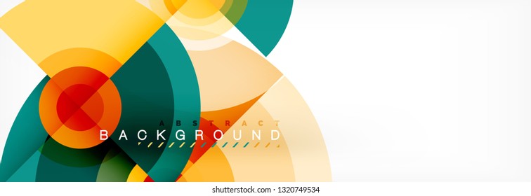 Flying circles geometric abstract background, vector