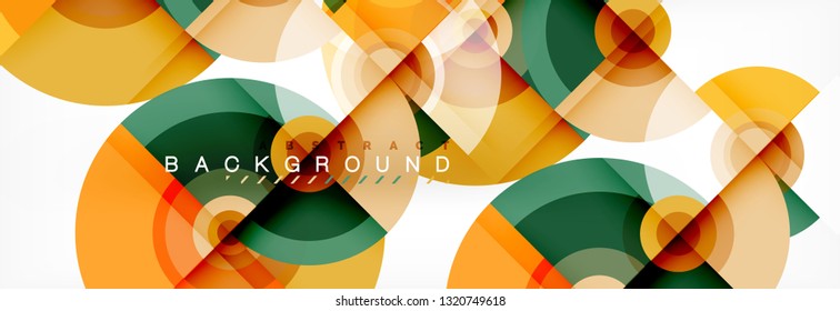 Flying circles geometric abstract background, vector