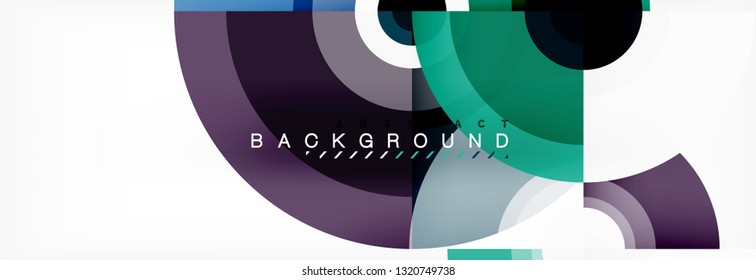 Flying circles geometric abstract background, vector