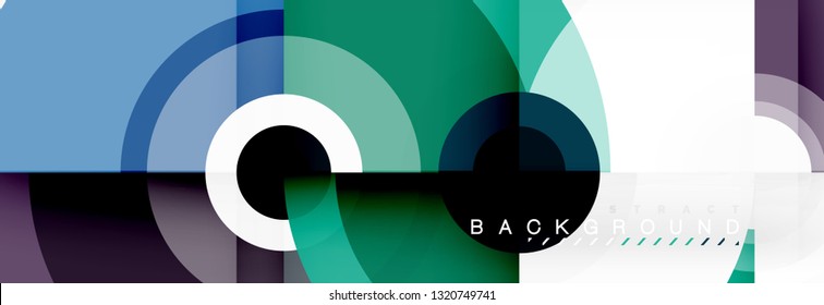 Volando círculos de fondo abstracto geométrico, vector