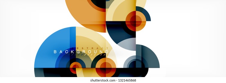 Flying circles geometric abstract background, vector