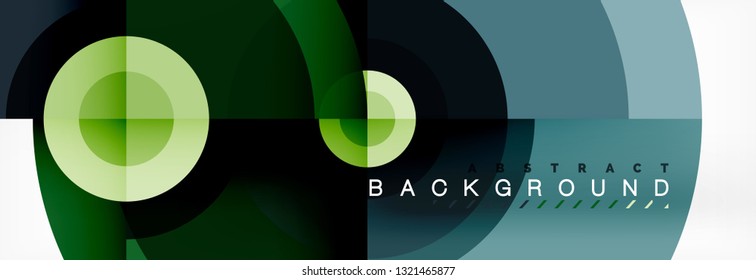 Flying circles geometric abstract background, vector