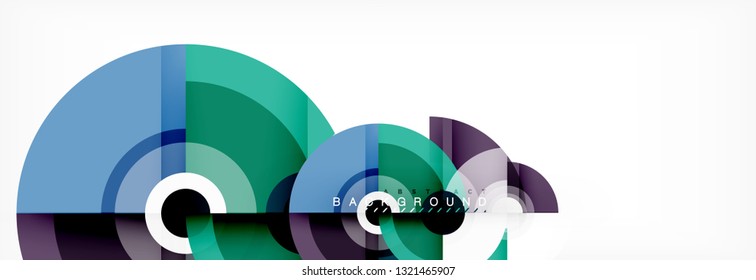 Fliegende Kreise, geometrischer abstrakter Hintergrund, Vektorgrafik
