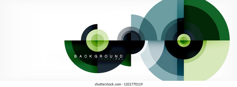 Flying circles geometric abstract background, vector