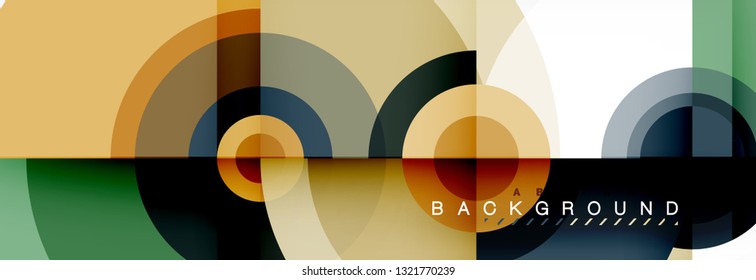 Flying circles geometric abstract background, vector