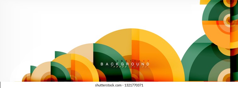 Volando círculos de fondo abstracto geométrico, vector