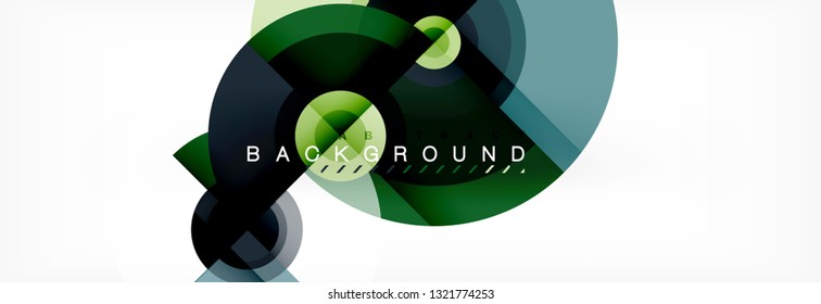 Flying circles geometric abstract background, vector