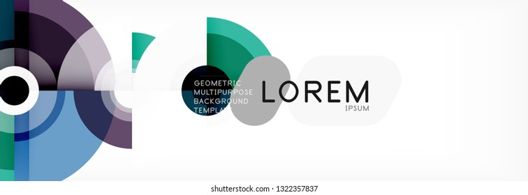 Flying circles geometric abstract background, vector