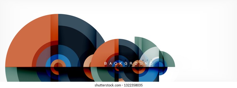 Flying circles geometric abstract background, vector