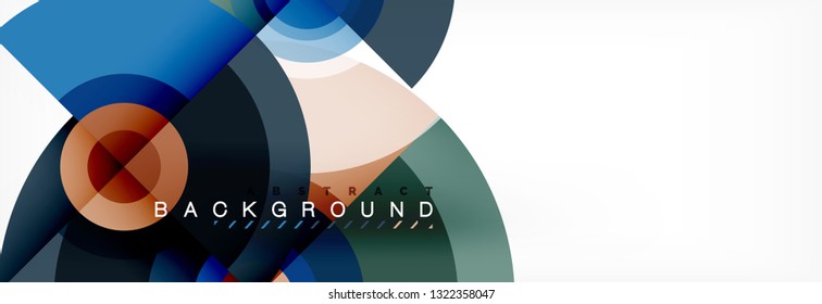 Flying circles geometric abstract background, vector