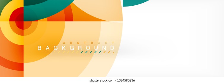Flying circles geometric abstract background, vector