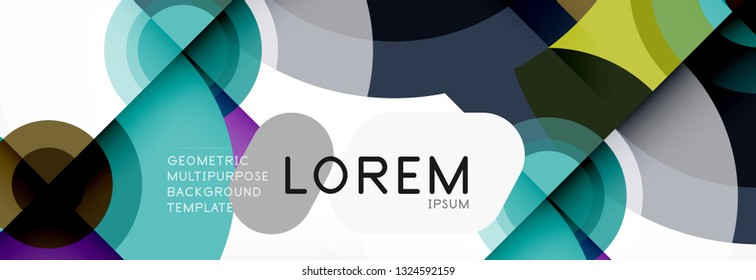 Flying circles geometric abstract background, vector