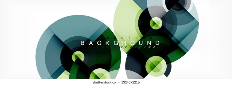 Flying circles geometric abstract background, vector