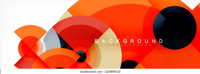 Flying circles geometric abstract background, vector