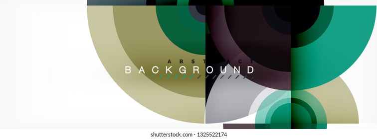 Flying circles geometric abstract background, vector