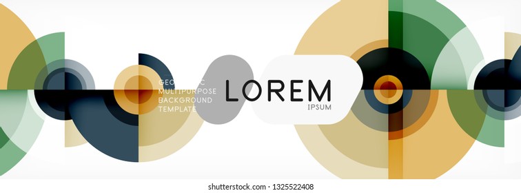 Flying circles geometric abstract background, vector