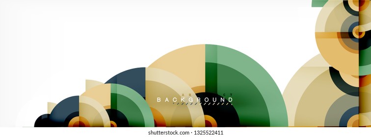 Flying circles geometric abstract background, vector