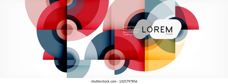 Fliegende Kreise, geometrischer abstrakter Hintergrund, Vektorgrafik