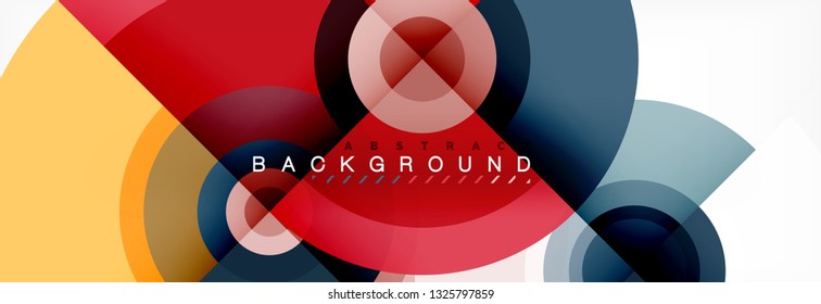 Flying circles geometric abstract background, vector