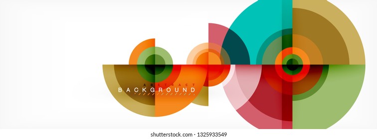 Flying circles geometric abstract background, vector