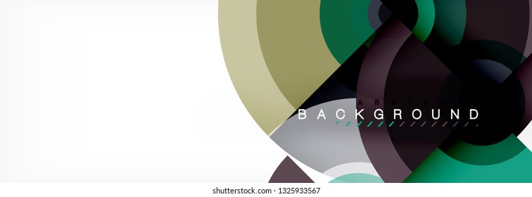 Flying circles geometric abstract background, vector