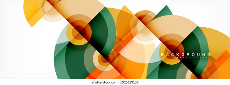 Flying circles geometric abstract background, vector