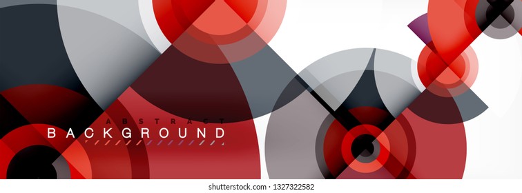 Flying circles geometric abstract background, vector