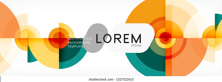 Flying circles geometric abstract background, vector