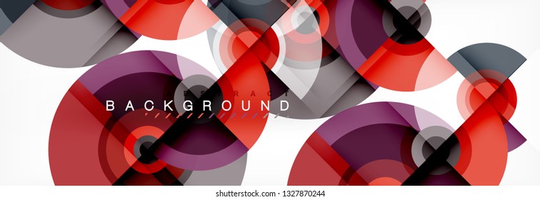 Flying circles geometric abstract background, vector