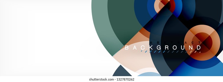 Flying circles geometric abstract background, vector