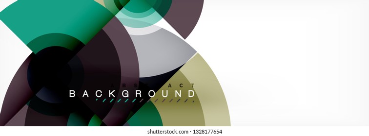 Flying circles geometric abstract background, vector