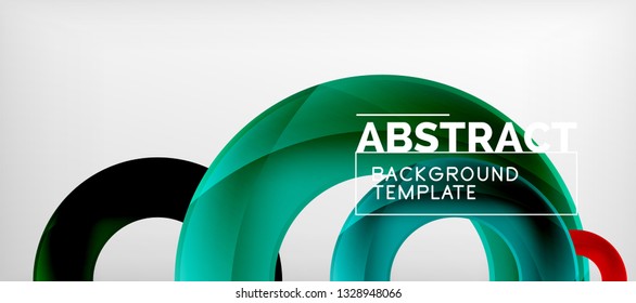 Flying circles geometric abstract background, vector illustration