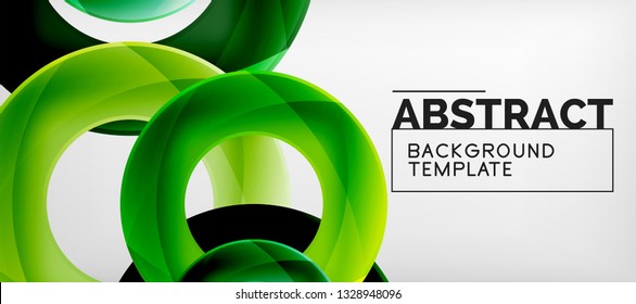 Flying circles geometric abstract background, vector illustration