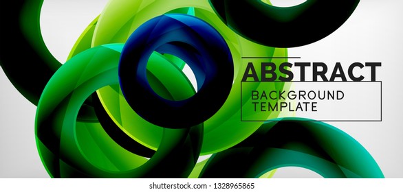 Fliegende Kreise, geometrischer abstrakter Hintergrund, Vektorgrafik