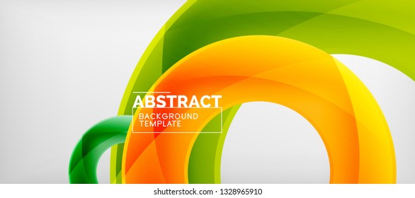 Flying circles geometric abstract background, vector illustration