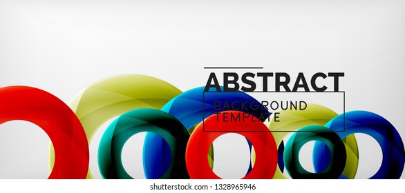 Fliegende Kreise, geometrischer abstrakter Hintergrund, Vektorgrafik
