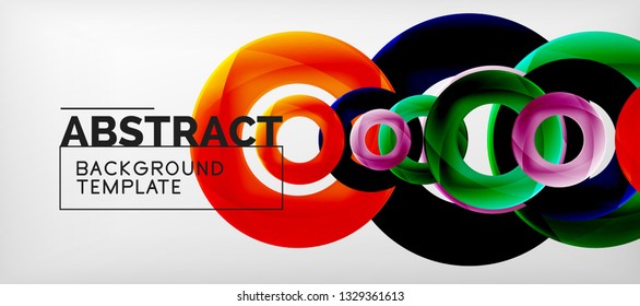 Círculos voadores abstrato geométrico plano de fundo, ilustração vetorial