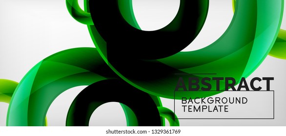 Flying circles geometric abstract background, vector illustration