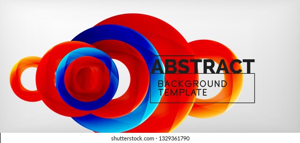 Flying circles geometric abstract background, vector illustration