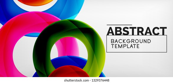 Flying circles geometric abstract background, vector illustration