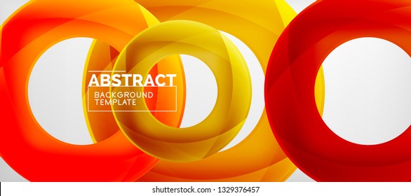 Flying circles geometric abstract background, vector illustration