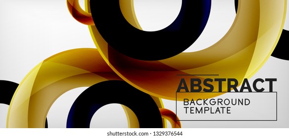Flying circles geometric abstract background, vector illustration