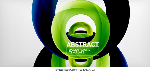 Flying circles geometric abstract background, vector illustration