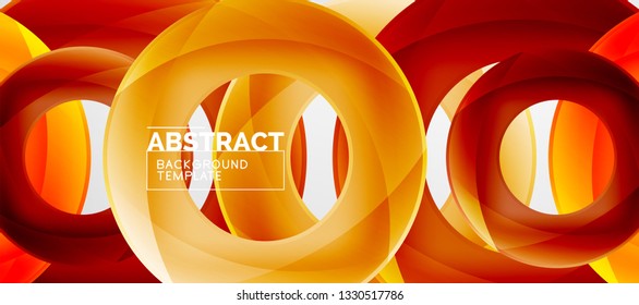 Flying circles geometric abstract background, vector illustration