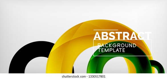 Flying circles geometric abstract background, vector illustration