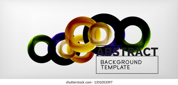 Flying circles geometric abstract background, vector illustration