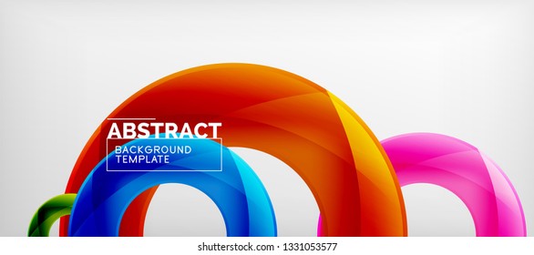 Fliegende Kreise, geometrischer abstrakter Hintergrund, Vektorgrafik